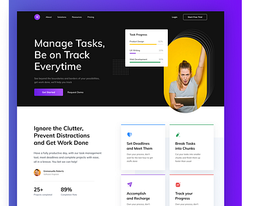 Task Management Landing Page branding design dribbble figma landing page product design task management ui ui design ux design web app website