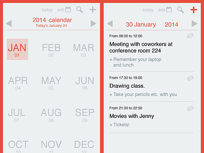 Calendar App Design app flat ios iphone mobile ui