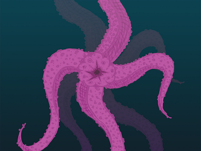 Tentacle creature blue drawing hand drawn illustration ocean pink tentacle tentacles