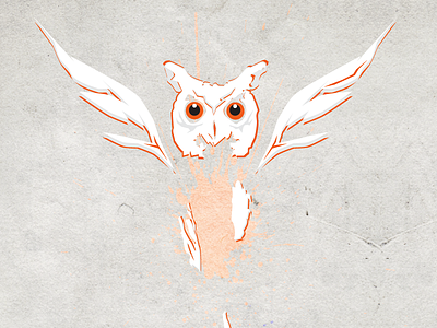 Hunting Owl animal art gray illustration orange owl vector