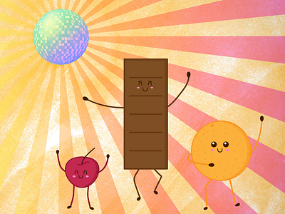 Food party cherry chocolate disco disco ball food illustration illustrator kawaii orange party sweets vector