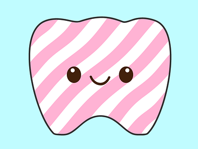 Kawaii tooth baby blue blue candy cane cute food illustration illustrator kawaii pink tooth vector white