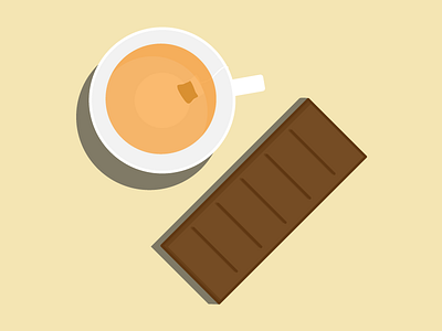 Tea and Chocolate brown chocolate flat food illustration orange tea white