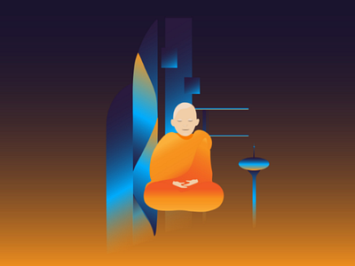 Future & soul buddhism future gradient illustration meditation