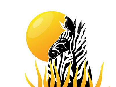 Zebra black illustration savanna sun white zebra