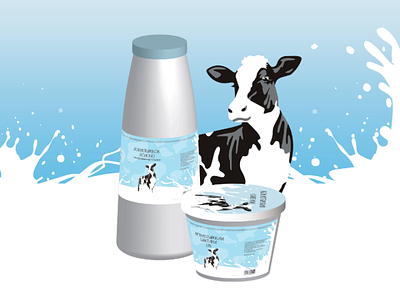 Design of packaging for milk and sour cream design illustrator milk package sour cream