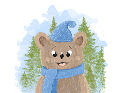 Illustration for children's book. Bear. bear book illustration kids snow winter