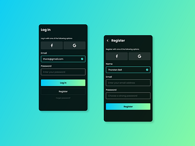 Daily UI - Day 1: Sign In/Sign Up Screens by Thorsten Bell on Dribbble