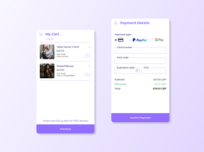 Daily UI - Day 2: Credit Card Checkout adobe xd app daily ui dailyui dailyuichallenge design graphic design mobile ui ux