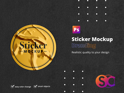 round sticker mockup