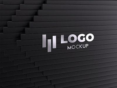 Realistic silver logo mockup design 3d branding