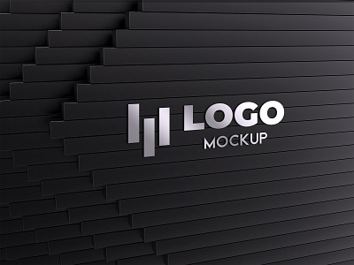 Realistic silver logo mockup design