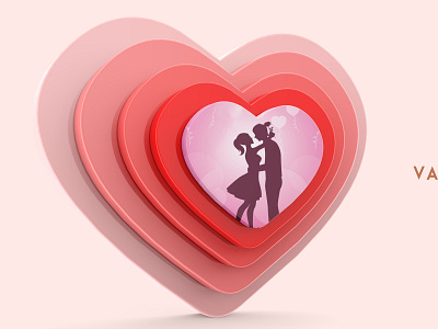 Happy valentine's day heart in 3d rendering mockup