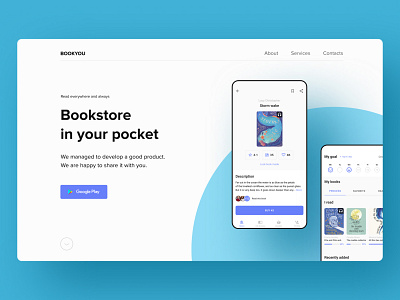 Bookstore - mobile app ( Android ) android app android app design app blue blue and white book books bookshop bookstore figma googleplay material design materialdesign mobile app service store app store design uiux uxdesign uxui