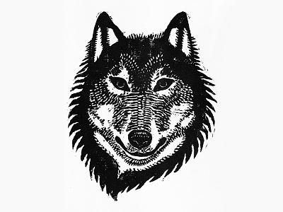 Sea Wolf linocut print print making wolf