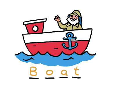 Boat children illustration sailor sketch spelling