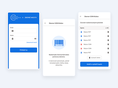 Zberné miesto - Bottle and can scanning app app design minimal mobile app scan scan app ui ux