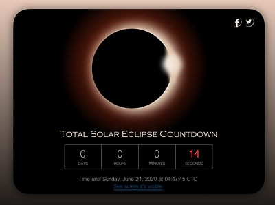 Countdown Timer 014 challenge countdown countdowntimer dailyui dailyuichallenge design eclipse solar ui uidesign ux uxdesign uxui uxuidesign web