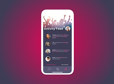 Activity Feed 047 activity feed activity stream app dailyui dailyuichallenge design mobile mobile app mobile design music music app ui uidesign uiux uiuxdesign ux uxdesign uxui uxuidesign