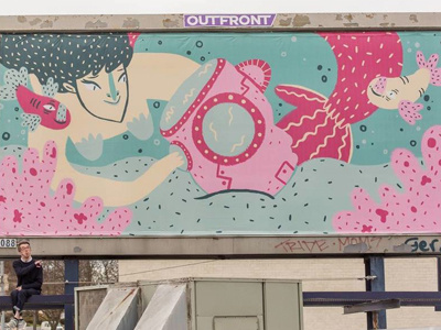 "Mailchimp" Billboard ad adcampaign design fish illustration mermaid nautica