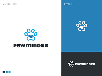 Pawminder logo animal app app icon cat dog health interactive logodesigner paw pets platform wifi