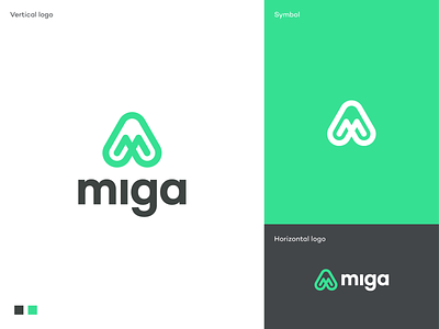 Miga logo brand development brand strategy branding clean minimal logo digital marketing logo fly green logo logo design logo designer marketing company logo miga modern logo simple animal logo