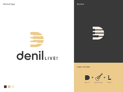 Denil live logo artist logo bass branding guitar identity logo logodesign logodesigner mark music music logo singin symbol