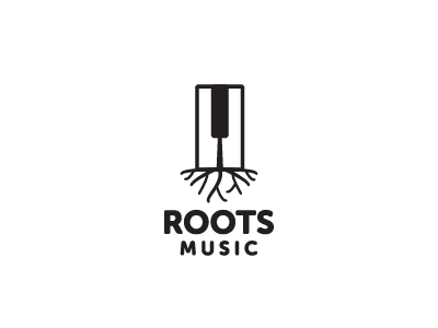 Roots Music black keys logo mark music roots symbol tree white