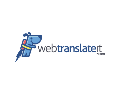 Webtranslateit Logo animal dog flying jetpack logo mascot