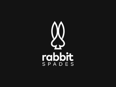 Rabbit Spades Logo animal cards line magic negative space rabbit spades symbol