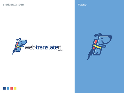 Webtranslateit Logo Design app logo dog logo jetpack management mascot software logo tool translation