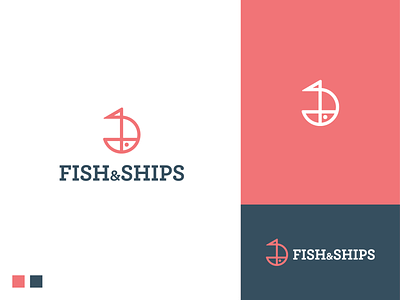 Fish and ships logo app app icon branding fish food logo logodesign nature restaurant salmon sea ship software symbol water