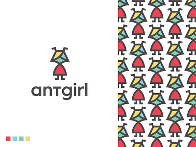 antgirl logo animal ant branding character colors girl logodesign logodesigner pattern symbol teamwork work