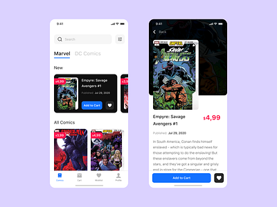 Comic shop app art art direction comic comic art design dribbble ios mobile mobille app shop ui ux