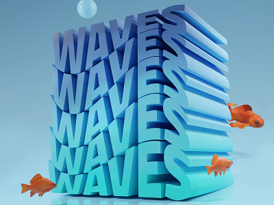 WAVES 3d typo typography