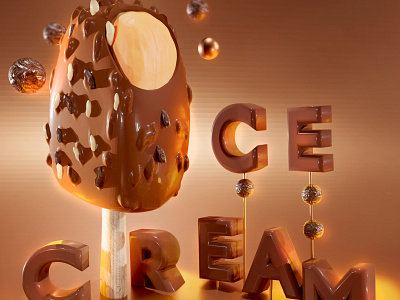 icecream 3d design typography