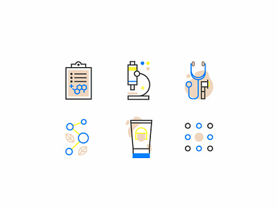 Skincare and pharmacy icons.