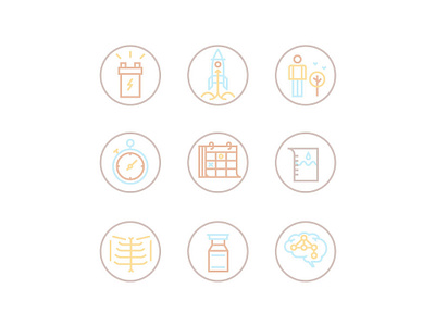 Some of the icons for health supplement packaging. battery bones design growth health icons illustraion memory rocket vector