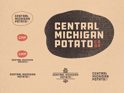 Central Michigan Potato Co-op 01 70s badge branding brown co op ddc hardware derek mohr farm farming graphic design gritty inspiration michigan potato responsive logo retro small business textured typography vintage