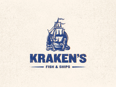 Kraken's: Fish & Ships branding derek mohr fish graphic design kraken logo logo design octopus pirates pun restaurant seafood ship squid