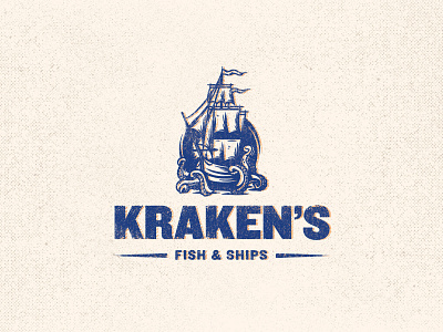Kraken's: Fish & Ships branding derek mohr fish graphic design kraken logo logo design octopus pirates pun restaurant seafood ship squid