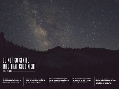 Do Not Go Gentle Into That Good Night death derek mohr good night grid lettering literature night poem prose space stars typography