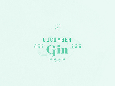 CUCUMBER GIN badge branding cucumber derek mohr distillery gin green logo lost type modern pickle typography