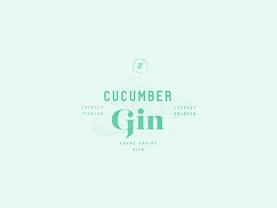 CUCUMBER GIN badge branding cucumber derek mohr distillery gin green logo lost type modern pickle typography