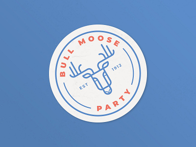 BULL MOOSE PARTY: THE COASTER badge branding coaster contest derek mohr graphic design logo moose politics progressive teddy roosevelt typography
