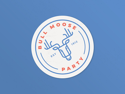 BULL MOOSE PARTY: THE COASTER badge branding coaster contest derek mohr graphic design logo moose politics progressive teddy roosevelt typography