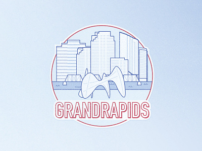 GRAND RAPIDS: TWO COLOR CHALLENGE badge city cityscape derek mohr grand rapids illustration logo logo design michigan vector