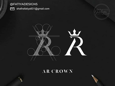 AR CROWN MONOGRAM LOGO agencylogo branding icon king lettermark logo logos modern monogram logo queen simple vector