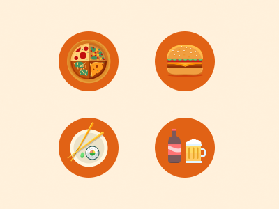 Food flat food icons