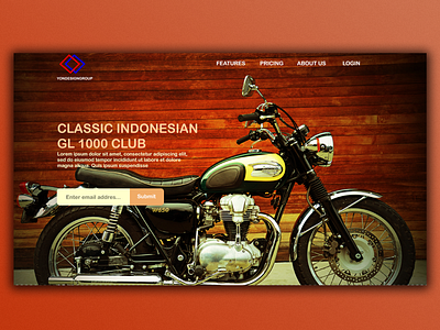 Landing page Motorcycle club branding design otomotif landing page ui web